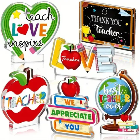 6 Piece Women Teacher Appreciation Gifts Set, Crystal Paper Weight Thank You Gift, Teacher Birthday Present, Office Desk Decoration, Party Gift, Ideal for Gifting, Gift Bundle Set, Gift Sets Bulk, Gift Pack Set