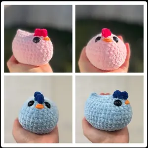 Hand crocheted colored chicken
