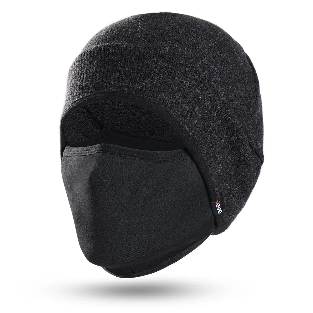 2 in 1 Winter Thermal Beanie Hat, Windproof Warm Skull Hat, Helmet Liner Face Mask, Cold Weather Headwear for Skiing Snowboarding Cycling Motorcycle Sports Hat, Outdoor Hats