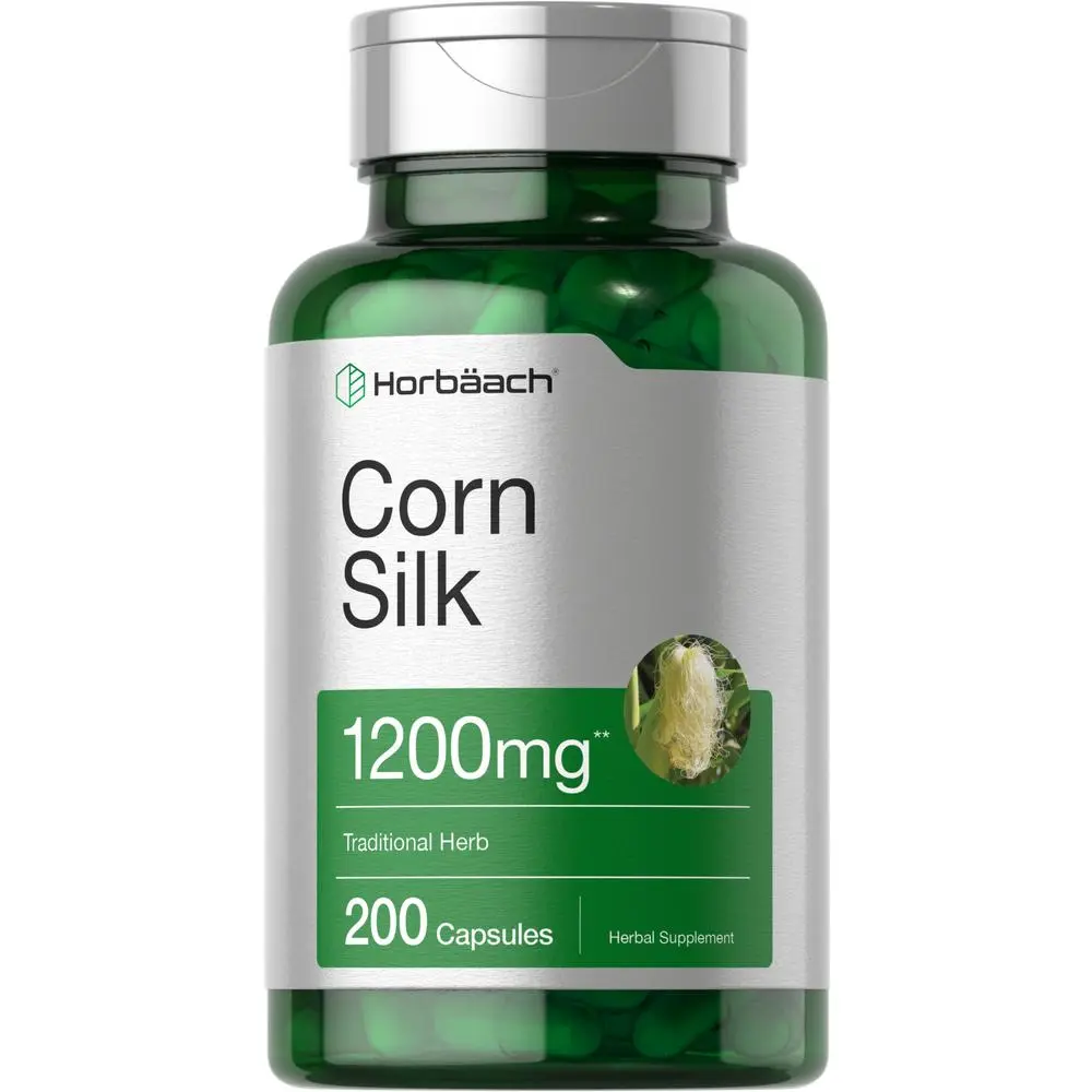 Horbäach Corn Silk Capsules 1200mg | 200 Count | Non-GMO, Gluten Free Extract Supplement