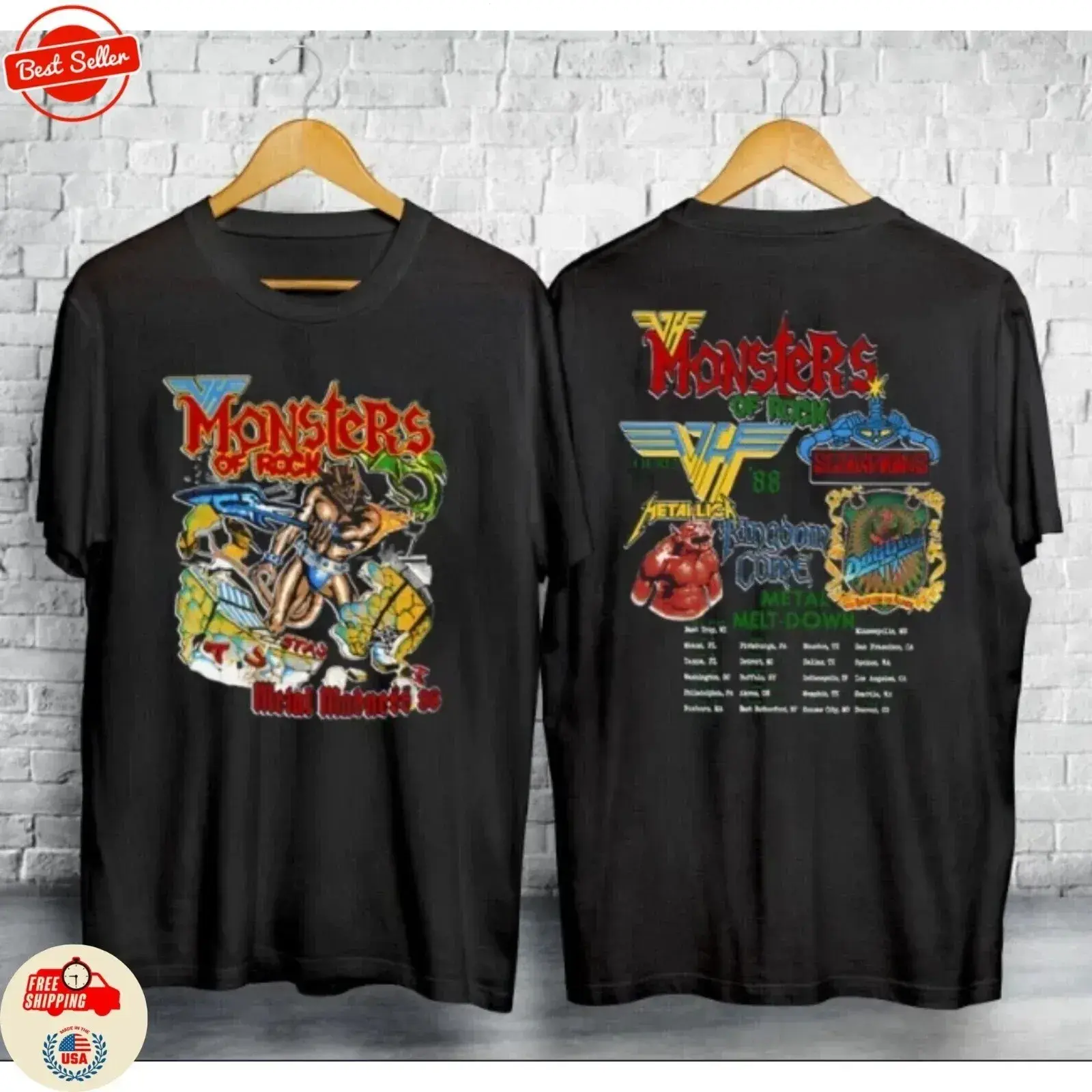 SALE UP TO 30%] VTG 1988 Van Halen Monsters of Rock Concert Unisex T-Shirt  S-5XL Double-sided printing - TikTok Shop