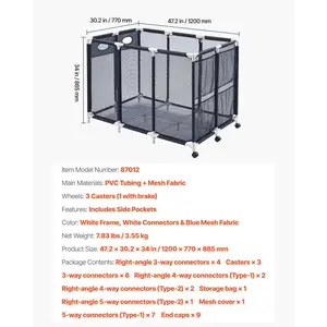 VEVOR Pool Storage Bin, 47.2x 30.2x 34 in, Rolling Pool Float Storage Organizer with Side Pockets Casters, Heavy Duty Plastic Frame, Poolside Toys Noodles Holder Mesh Basket for Swimming Pools