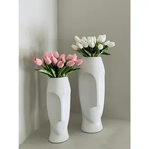 White Tulips Artificial Flowers 18Pcs Faux Silk Tulip Real Touch Tulip Fake Flowers Bouquets Arrangements for Mother's Day Easter Spring Flowers Gifts Home Table Decor