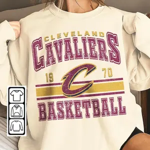 Cleveland Basketball Vintage Sweatshirt, Cavaliers Retro Shirt, Gift For Fan Cavaliers Christmas, Basketball 90s Grahphic Tee