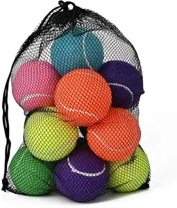 Bulk Tennis Balls for Beginner  12 Pack High Elasticity Practice Tennis Balls with Mesh Bag, Suit for Pet  , Fetching