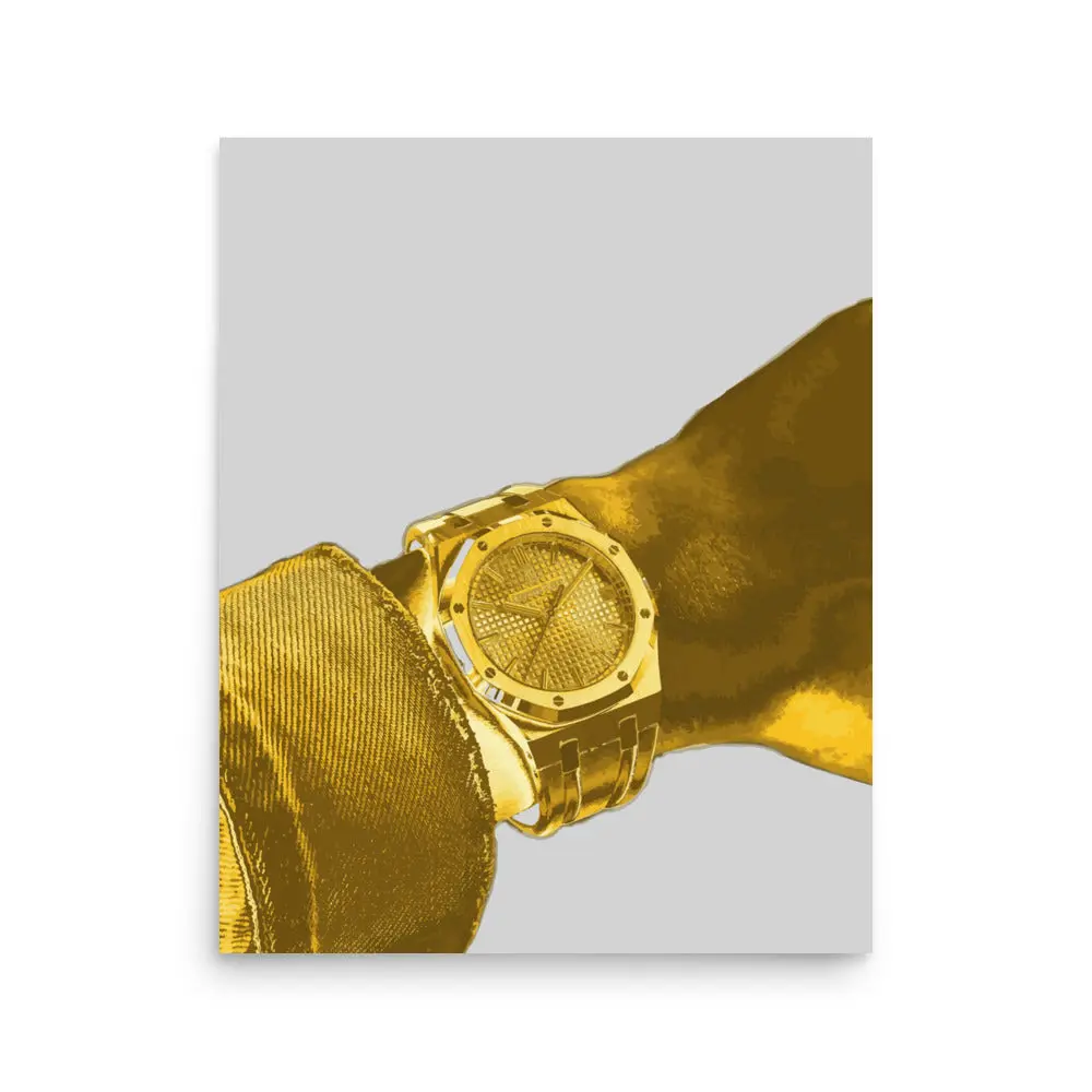 Gold Watch Art Print – Luxury Timepiece Wall Decor