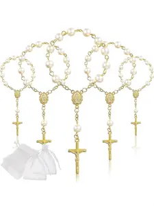 Mini Prayer Beads Set (contains Yarn Bag), Baptism Favors, Wedding Party Gifts, Table Decorations, All Seasons, 4.5 Inches