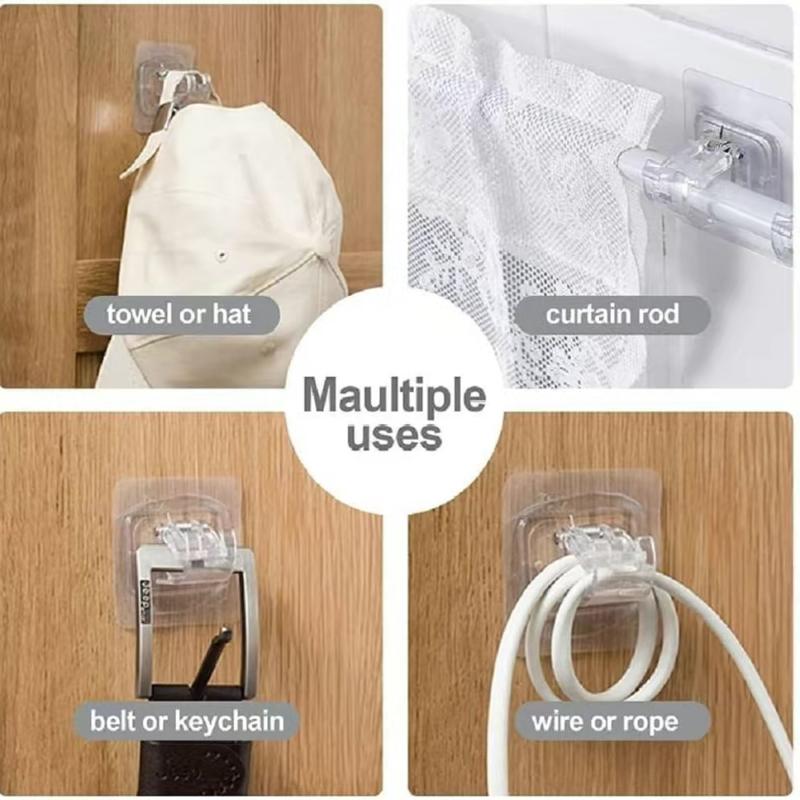 8PCS Self Adhesive Curtain Rod Holder No Drilling,No Drill Curtain Rod Brackets,Renter Friendly Draper Rod Hook,Nail Free Adjustable Non Screw Drapery Pole for Apartment Window Wall Door Ceiling Mount