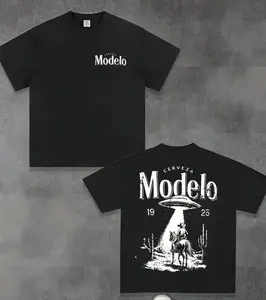 100% Cotto Modelo UFO Cowboy Graphic-Shirt – 230g Heavyweight Vintage  Cotton Retro Streetwear Tee With Cerveza Modelo Letter Print, UFO Western Cowboy Desert Scene Design, Y2K Oversized Casual Short Sleeve Men's Summer Fashion  Summervibes