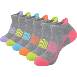 6 Pairs Women's Ankle Athletic Running Socks Performance Cushioned Low Cut Sports Socks with Heel Tab