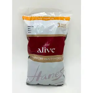 Hanes Alive Support Pantyhose Non Control Top Sheer Toe 3 Pack 3014