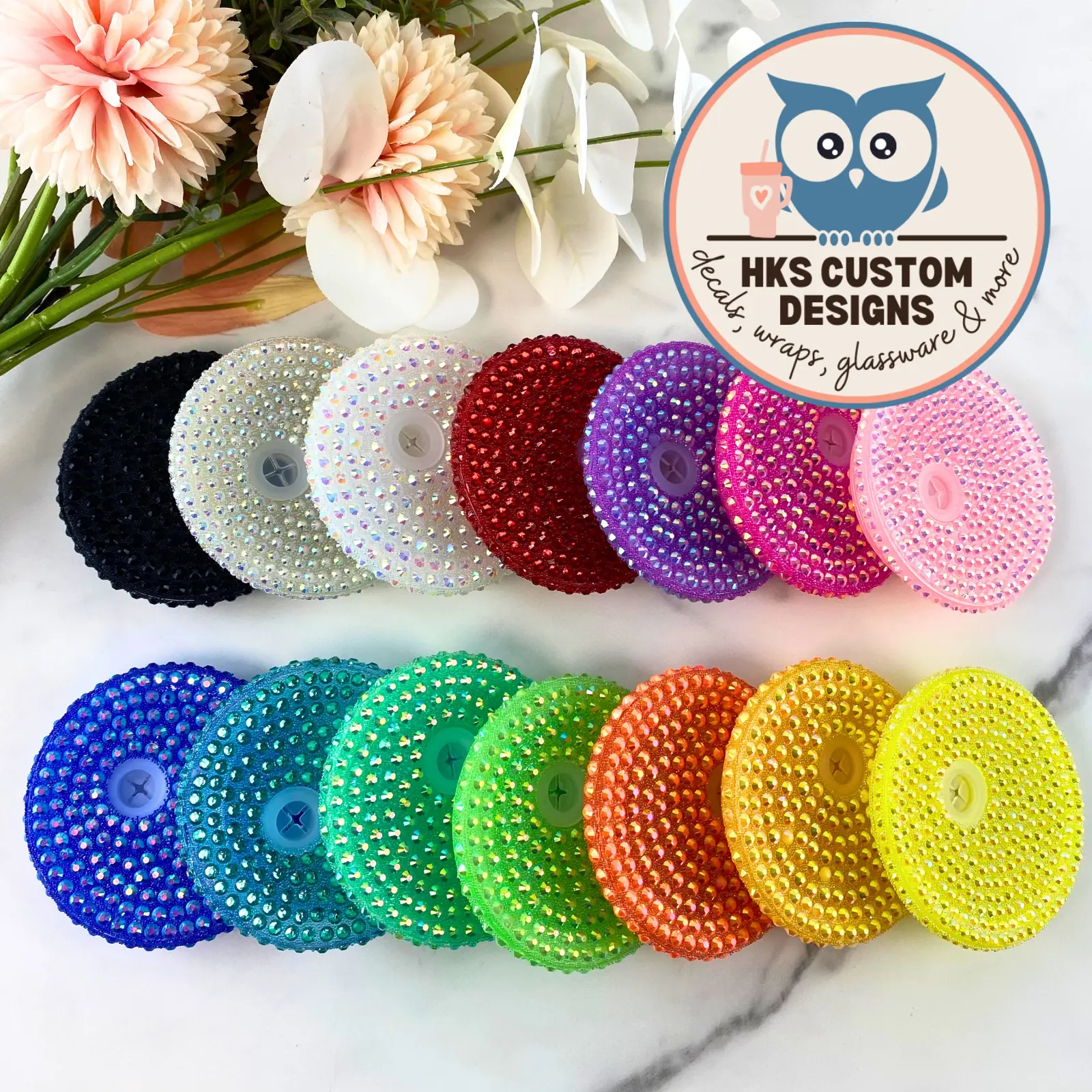 Rhinestone Lids for 16 oz Cups Bling Lids for Drinkware & Glasses High-Quality Acrylic, Single or 4-Pack Options