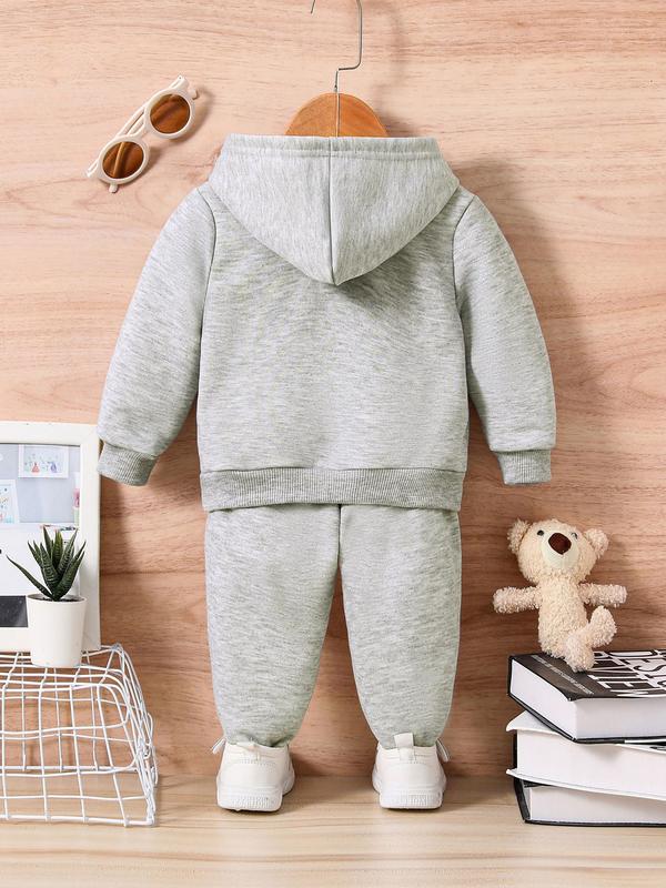 Newborn Baby Boy Girl Hoodie Set, Long Sleeve Cartoon Letter Print Romper Pants, Casual Fashion Infant Clothing for Daily Wear