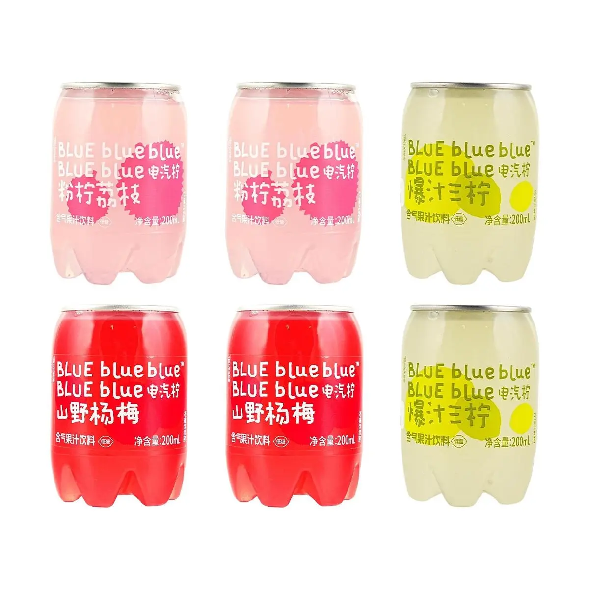 Lemon Republic Mini Sparkling Juice Drink Variety Pack - 3 Flavors (Wild Berry, Pink Lemon Lychee, Triple Citrus Burst) - 200ml x 6 Bottles - Low Calorie, Low Sugar