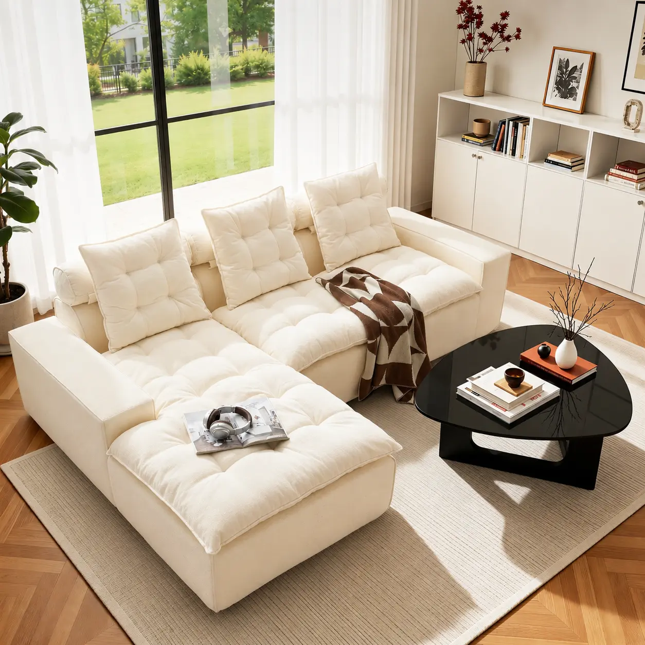ALTRIGUS Newly upgraded Boneless Couch Cloud Sofa for living Room,L Shape Couches Adjustable Backrest and Soft Cushion,No Assembly Required