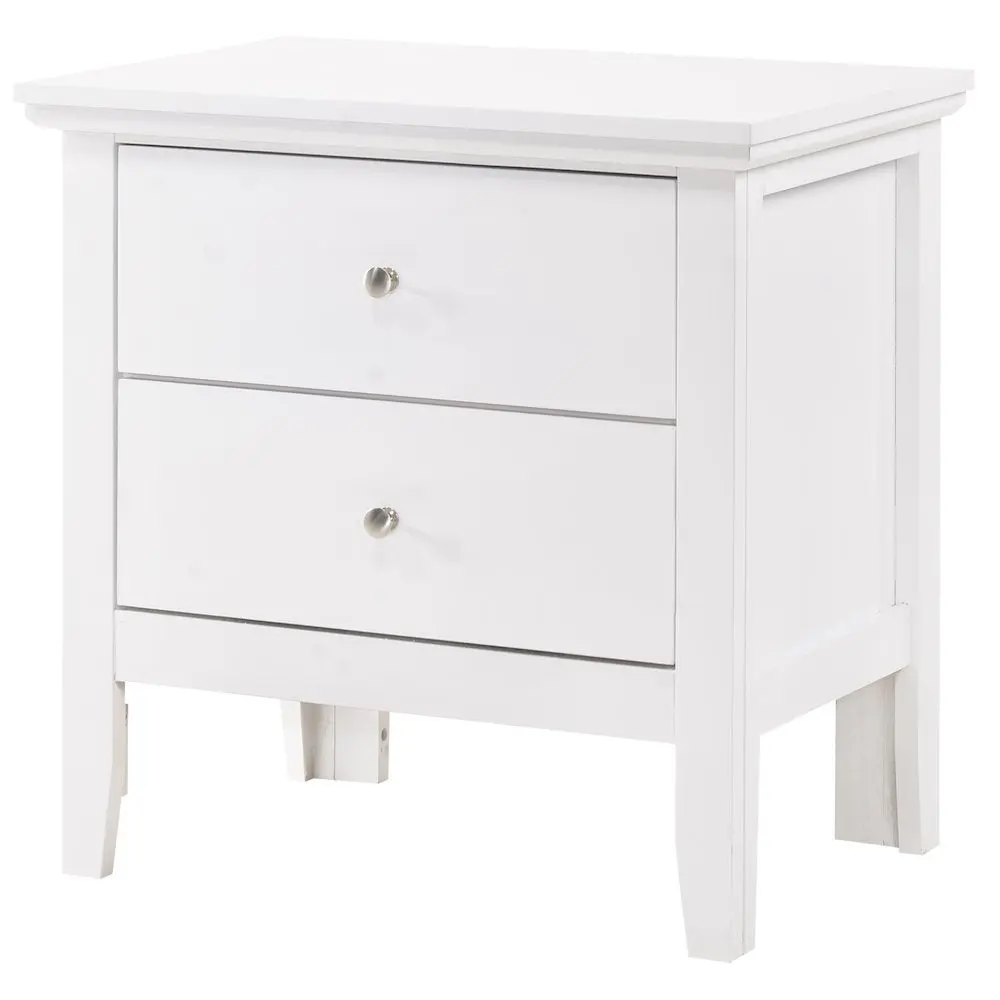 Compact Rectangular White 2-Drawer Traditional Wood Nightstand with Smooth Finish Storage