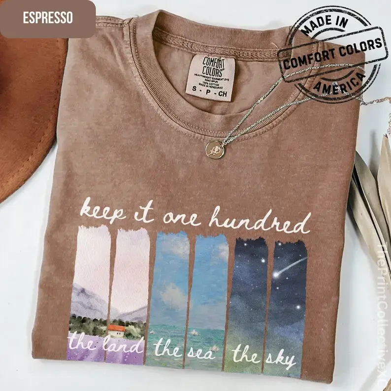 Comfort Colors Keep It 100 Land Sea Sky Shirt | Fate of Ophelia TS Showgirl Inspired T-Shirt Cotton Everyday