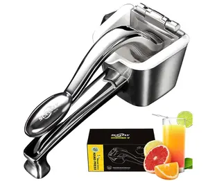 Lemon Squeezer Stainless Steel, Manual Juicer Citrus Lime Orange Fruit Squeezer Heavy Duty Ergonomic Handle Labor-saving Large Capacity Juice Press Hand Handheld Juicer (5 Year Warranty)