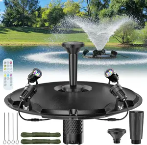 POPOSOAP Floating Pond Fountain With LED Lights, Pond Fountain Aerator Complete Kit with 1600GPH Water Pump 50FT Power Cord, 3 Spray Styles for Ponds, Pool, Lakes & Water Gardens P155