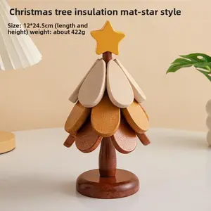 Wooden one tree coaster Solid wood home desktop decoration Dishes and dishes Insulation mat Water cup Drink placemat festival display Festival gift Christmas gift