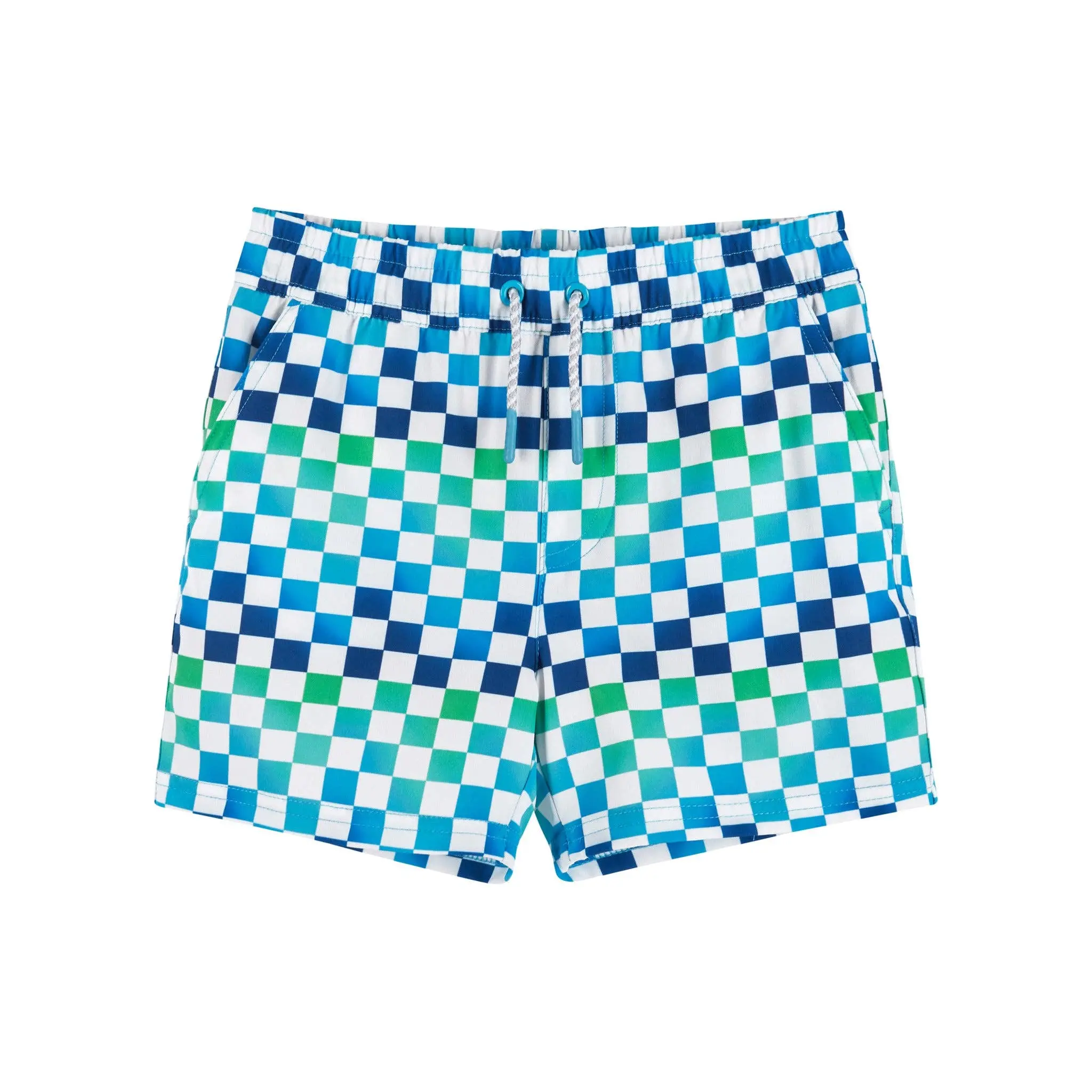 Stretch Lined Boardshort - Blue/Green Checkered