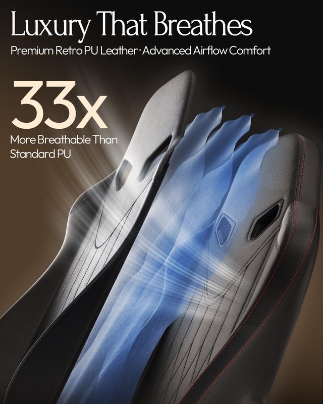 Dowinx Big and Tall Video Gaming Chair with Shiatsu Neck Massage and Lumbar Support for Home Office High Back Recliner Height Adjustable Ergonomic Comfy Leather Computer Desk Chair (Black)