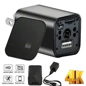 1080P Mini WiFi USB Charger Camera 4K HD Night Vision Waterproof Home Surveillance Security Camera with Motion Detect & Remote View Monitoring Black