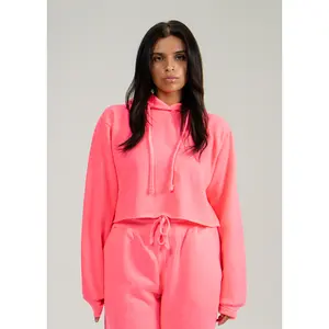 Neon Pink Hooded Crop Top