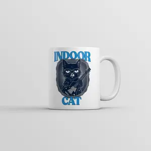Indoor Cat Mug Funny Sarcastic Introvert Coffee Cup - 11oz Funny Coffee Mugs Ceramic Printed Drinkware Cup
