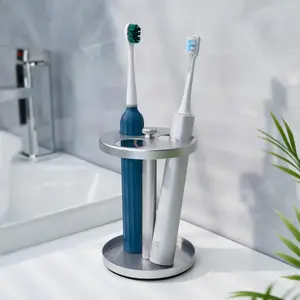 Holder Stand for Bathroom: Stainless Steel Ventilated Organizer with Slots for Electric Toothbrushes & Razors,