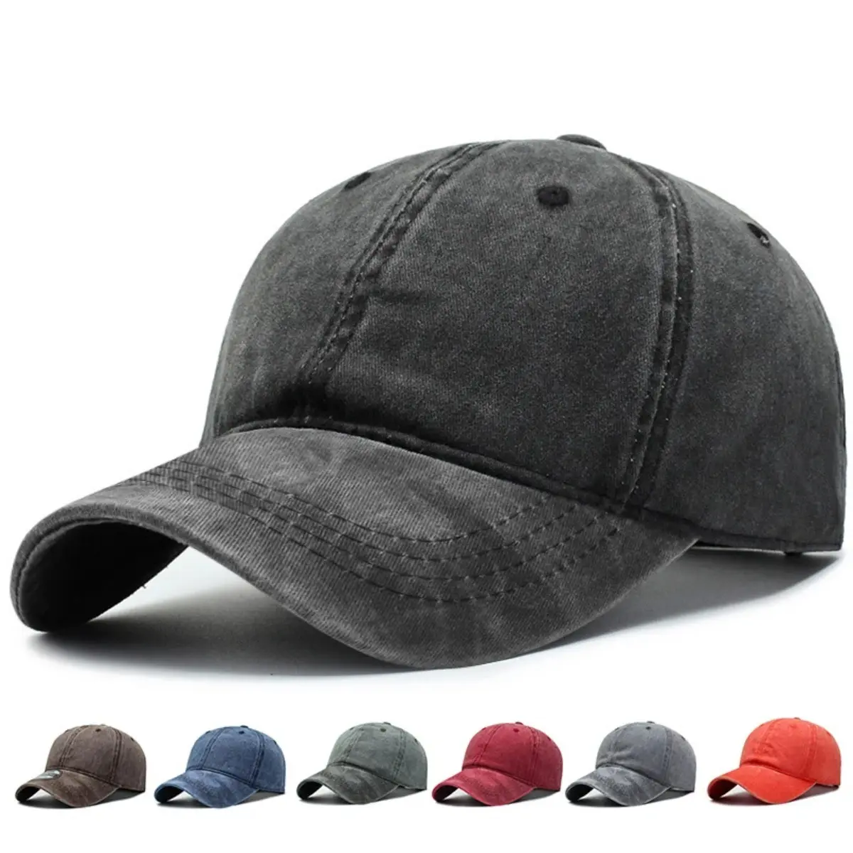 Denim Hat Washed Cotton Vintage Dad Hat Summer Baseball Cap Adjustable Soft Crown Retro Unisex Streetwear Trendy Printed Sun Hat Casual Outdoor Blank Style for Men Women