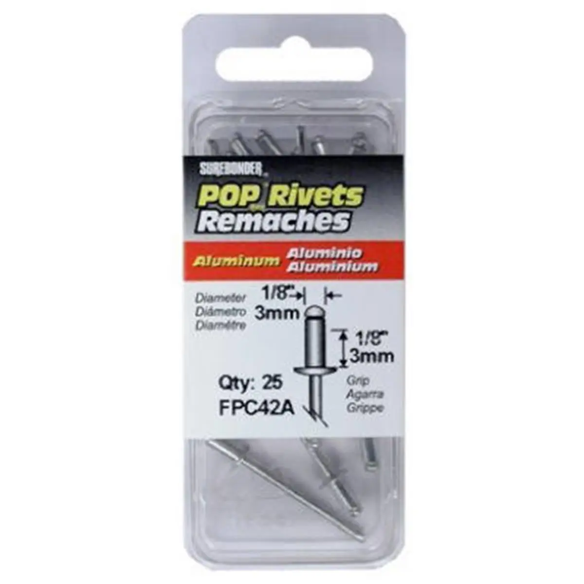 212 MAIN FPC42A Short Aluminum Rivets, 125-Count Compact Pack (5 x 25-Pack), Fastener for Sailing Water Sports Grip Range, Short Rivets