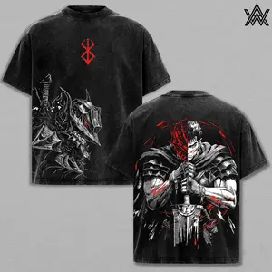 Guts Tee Washed – Berserk Washed Anime Manga T-Shirt, Vintage Washed Struggler Warrior Graphic Tee, Unisex Oversized Streetwear Shirt, Dark Fantasy Swordsman Anime Aesthetic Tee, Gift for Berserk Fans
