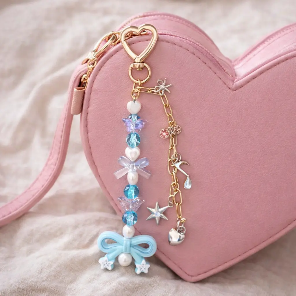 Handmade Beaded & Metal Purse Charms Keychains for Bags