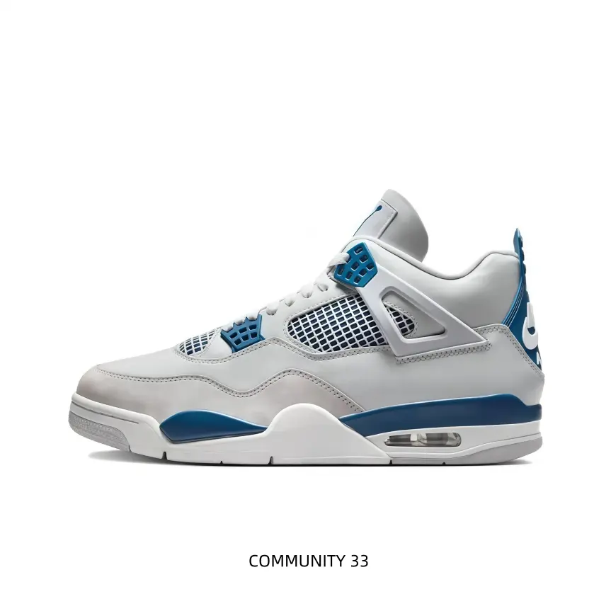 Men Off‑White Royal Blue Color‑Block Retro Mid‑Top Basketball Sneakers, Suede Mesh Mixed Upper Visible Air Cushion Sole Lace‑Up Street Casual Sports Shoes