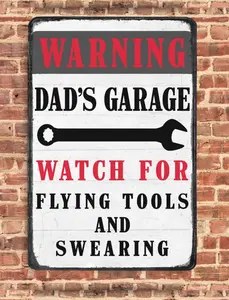 Dad's Garage Metal Sign - 8x12 Inches, Predrilled Holes for Hanging fathers day gift