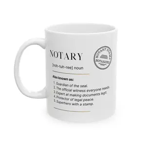 Personalized Ceramic Notary QR Mug -  Coffee Cup with Customizable Design for Easy Connections
