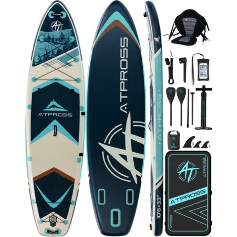 [FallPick] 10'6" Extra Wide Ultralight PVC SUP with 400lb Capacity, Anti-Slip EVA Deck, 4-in-1 Kit for Fishing & Traveling, Kayak Seat, Bag, Repair Kit, Compact Pack, All Skill Levels, Ready for Lakes-Rivers-Oceans