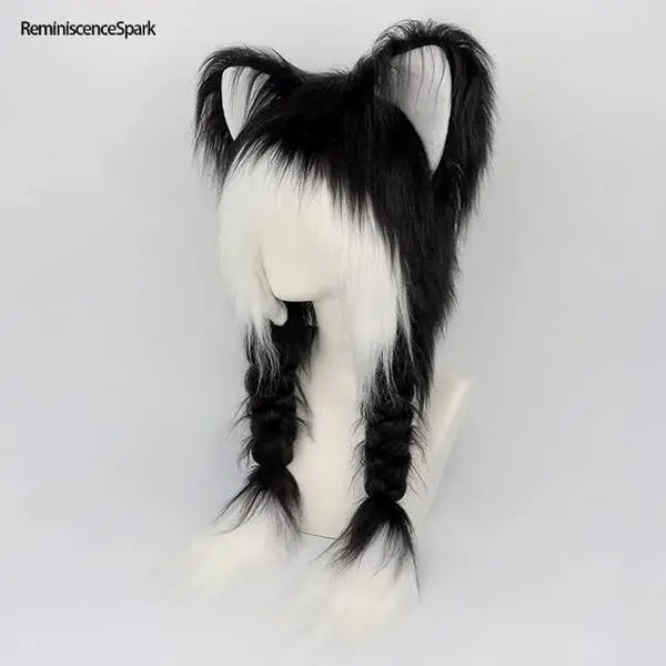 Cute Animal Ear Braided Plush Hat – Valentine’s Day Gift with White & Pink Colors, Essential for Cosplay Events & Winter Parties