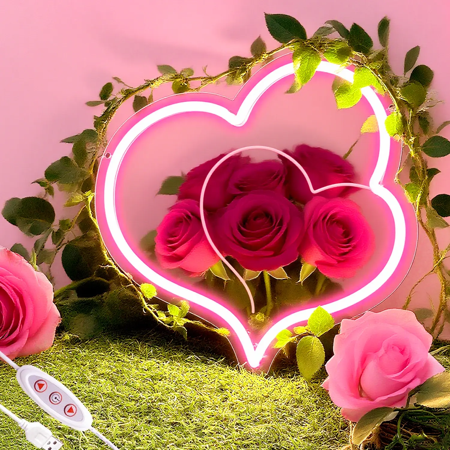 Heart Shaped Mirror Neon Sign – USB-Powered LED Wall Decor, 11.87"x11.57" Decorative Mirror, Perfect for Bedroom, Girls Room, Party, Studio & Wedding Decor, Great Birthday Gift summerwins Neon Light Sign Modern Mood Lighting