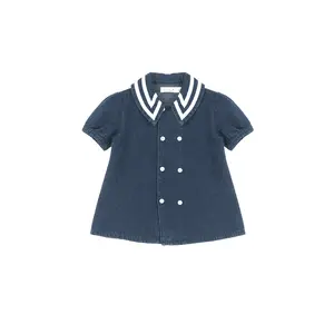 SHORT SLEEVES DENIM SAILOR TOP