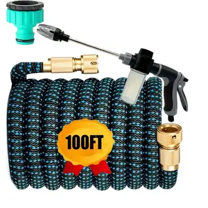 Retractable Magic Garden Hose - With High-Pressure Nozzle - Durable Rubber - 3-4inch US Standard Connector - Available in Various Lengths for Lawn Watering and Cleaning Garden Hose Connectors