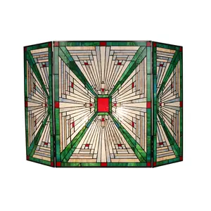 3T359-BM45GF RADIANCE goods Tiffany-style 3pcs Folding Mission Fireplace Screen 45" Wide