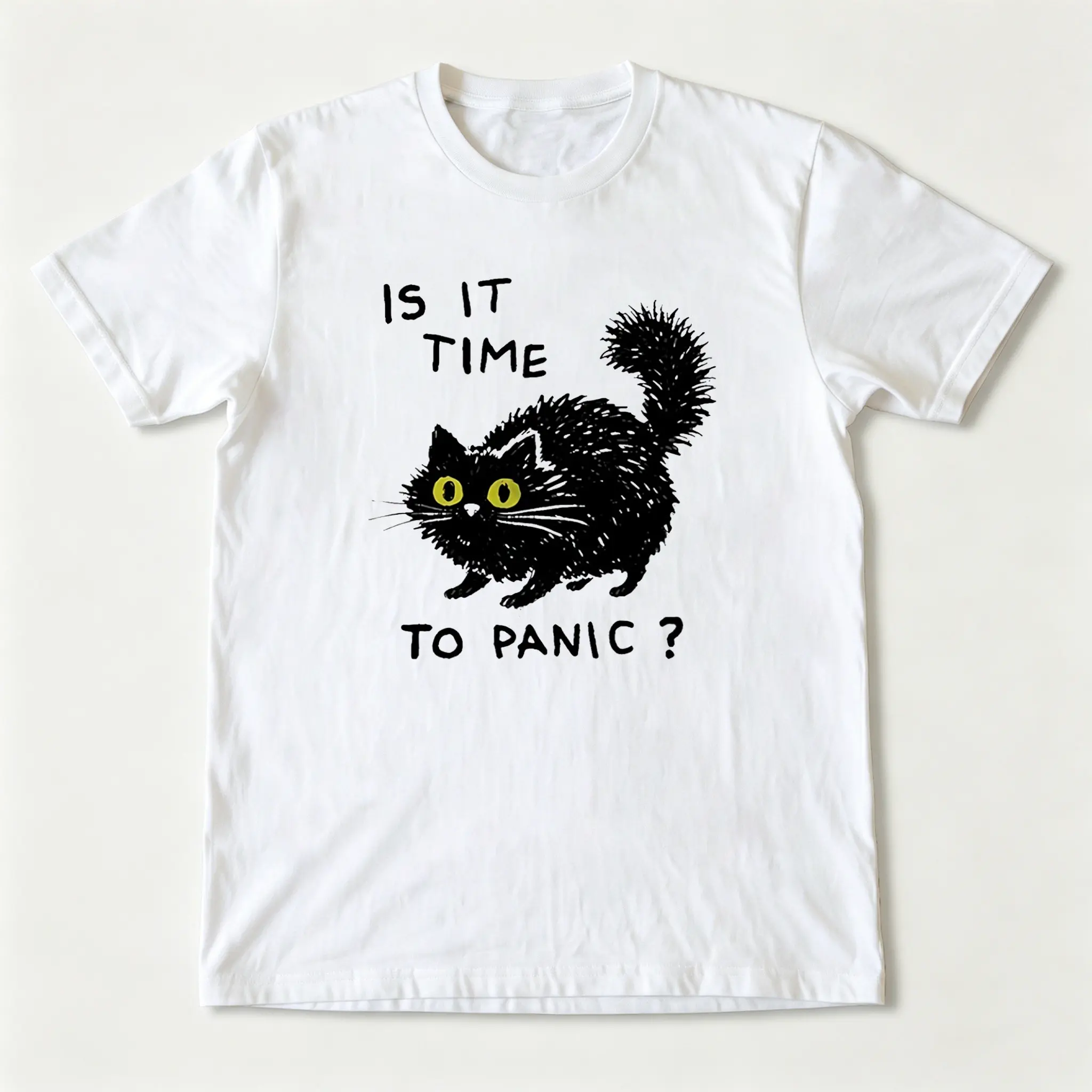Is It Time To Panic Printed Design Unisex Vintage Crew Neck Regular Fit Cotton Fabric Casual Comfort Breathable Short Sleeve Funny T-shirts Fashion Men&Women's Top for Streetwear 012203 Oversized Crewneck