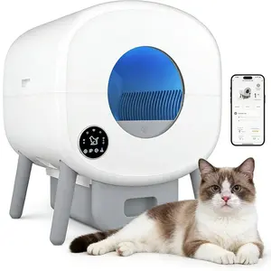 Automatic Cat Litter Box, 95 L Self Cleaning for Multiple Cats, with Safety Protection, App Control,1 Roll Garbage Bags