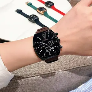 LONGBO Chronograph Cushion Case Watch with Silicone Strap Sporty Multi-Function Dial with Sub-Dials, Polished Tonneau Case, Sleek Silicone Band, Rugged Casual Statement Timepiece