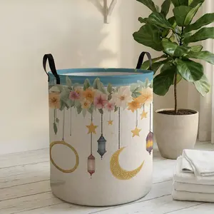 Halloween Foldable Laundry Basket with Handle, Durable Material, Large Capacity, Flower Moon Light Print, Reusable Toy Storage Box, Laundry Hamper, Collapsible Laundry Hamper