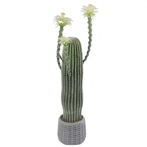 GARVEE Tall Artificial Cactus with Realistic Design in White Planter - Perfect Faux Plant for Home, Garden, Store, Office Indoor & Outdoor Decor, Low Maintenance and Stylish Greenery