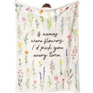 Nana Gifts, Floral Printed Blanket, Nana Birthday Gifts from Grandkids, Best Grandma Gift on Mothers Day, Soft Throw Blanket 50'' x 60''