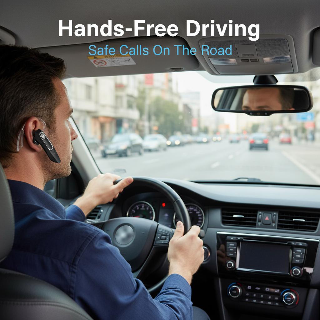 YUEYINOK Bluetooth Headset for Driving, Hands-Free Calls, AI Noise Cancelling, Clear Sound in Traffic, Secure Fit for Taxi Drivers & Daily Commute